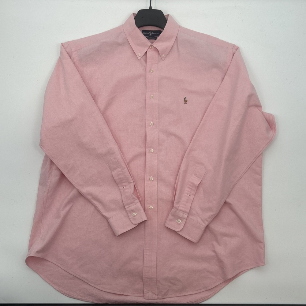 Ralph Lauren Men's 17.5‑36 Yarmouth Pink Oxford Shirt 100% Cotton Flesh Pony
